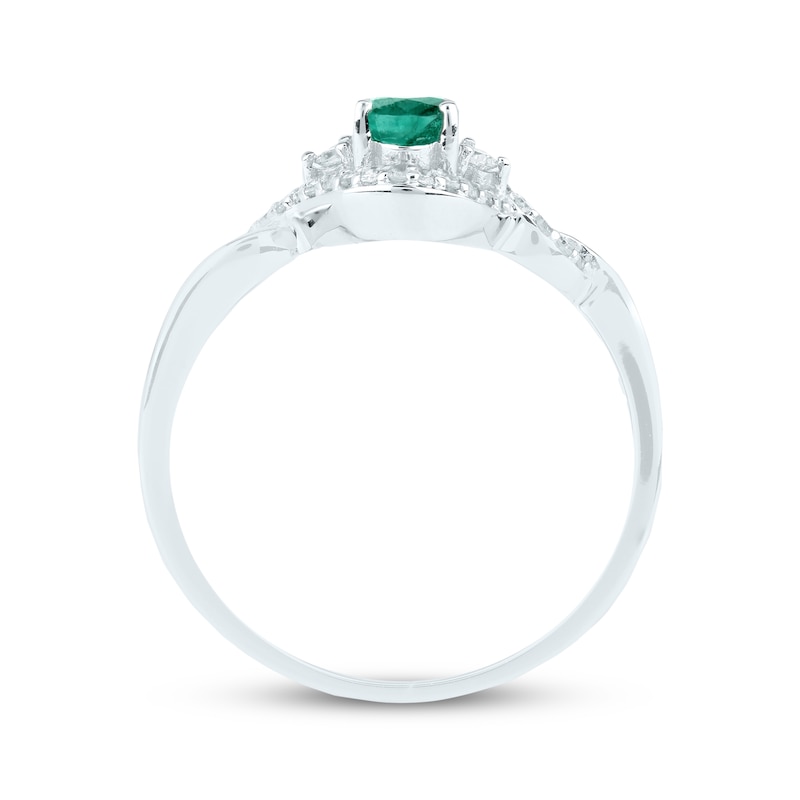 Main Image 3 of Oval-Cut Emerald & Diamond Ring 1/6 ct tw 14K White Gold