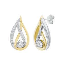 Love Ignited Diamond Flame Stud Earrings 1/4 ct tw 10K Two-Tone Gold