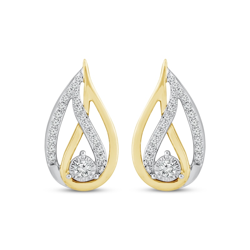 Main Image 2 of Love Ignited Diamond Flame Stud Earrings 1/4 ct tw 10K Two-Tone Gold