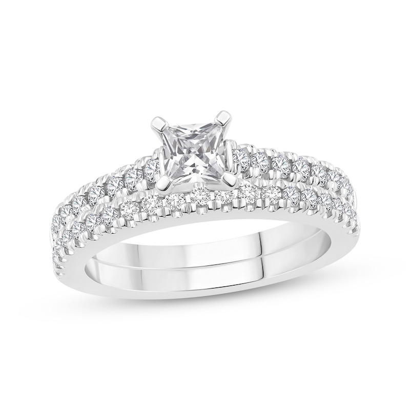 Main Image 1 of Diamond Princess-cut Bridal Set 1 ct tw 14K White Gold