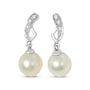 Thumbnail Image 0 of Cultured Pearl & White Lab-Created Sapphire Dangle Earrings Sterling Silver