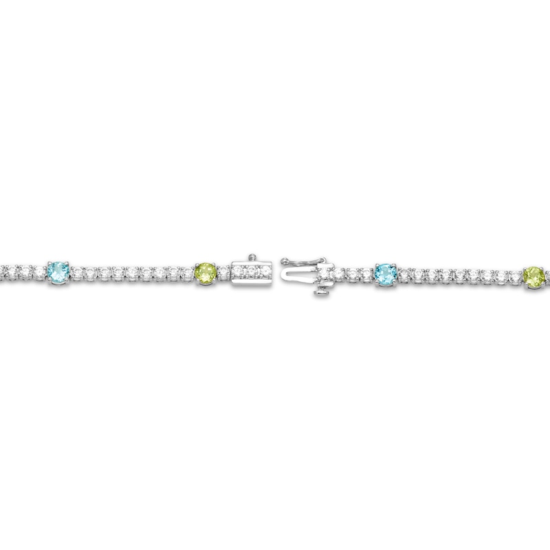 Main Image 3 of Swiss Blue Topaz, Peridot, Garnet, Citrine, Amethyst & White Lab-Created Sapphire Bracelet Sterling Silver 7.25&quot;