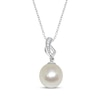 Thumbnail Image 1 of Cultured Pearl & White Lab-Created Sapphire Necklace Sterling Silver 18&quot;