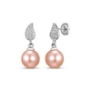 Thumbnail Image 0 of Pink Cultured Pearl & White Lab-Created Sapphire Earrings Sterling Silver