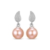 Thumbnail Image 1 of Pink Cultured Pearl & White Lab-Created Sapphire Earrings Sterling Silver