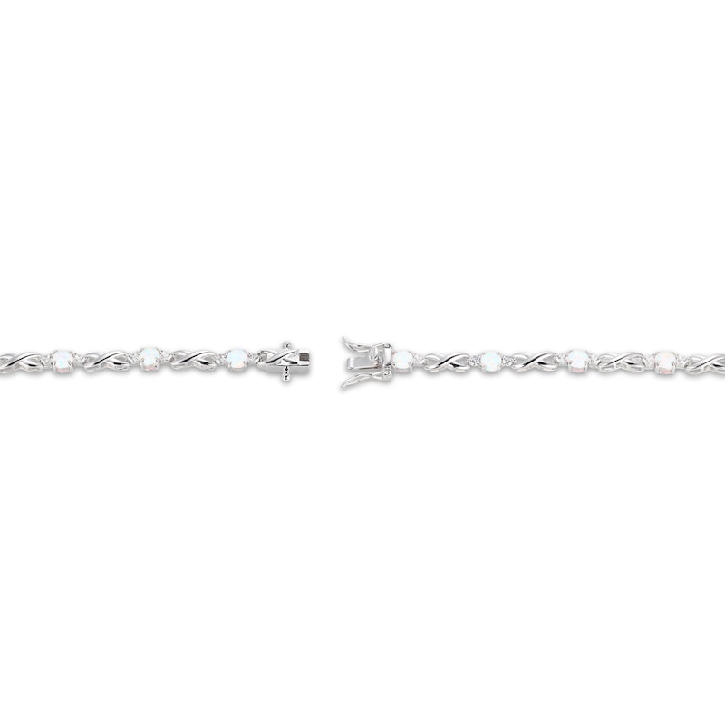 Main Image 3 of Lab-Created Opal & White Lab-Created Sapphire Infinity Link Bracelet Sterling SIlver 7.25&quot;