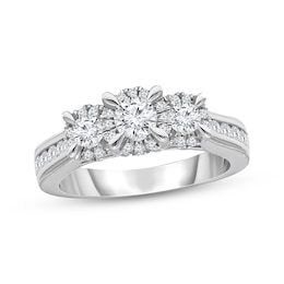 Memories Moments Magic Three-Stone Diamond Engagement Ring 1 ct tw Round-Cut 10K White Gold