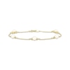 Thumbnail Image 1 of Cultured Pearl & White Lab-Created Sapphire Station Bracelet 10K Yellow Gold 7.25&quot;