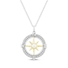 Thumbnail Image 1 of Cultured Pearl & White Lab-Created Sapphire Compass Necklace Sterling Silver & 10K Yellow Gold 18&quot;