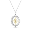 Thumbnail Image 2 of Cultured Pearl & White Lab-Created Sapphire Compass Necklace Sterling Silver & 10K Yellow Gold 18&quot;