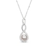 Thumbnail Image 1 of Cultured Pearl & White Lab-Created Sapphire Twist Drop Necklace Sterling Silver 18&quot;