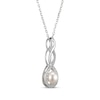 Thumbnail Image 2 of Cultured Pearl & White Lab-Created Sapphire Twist Drop Necklace Sterling Silver 18&quot;