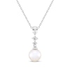 Thumbnail Image 1 of Cultured Pearl & White Lab-Created Sapphire Necklace Sterling Silver 18&quot;