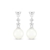 Thumbnail Image 2 of Cultured Pearl & White Lab-Created Sapphire Drop Earrings Sterling Silver