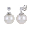 Thumbnail Image 0 of Cultured Pearl & White Lab-Created Sapphire Drop Earrings Sterling Silver