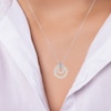 Thumbnail Image 2 of Cultured Pearl & White Lab-Created Sapphire Doorknocker Necklace Sterling Silver 18"