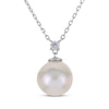 Thumbnail Image 1 of Cultured Pearl & White Lab-Created Sapphire Necklace Sterling Silver 18&quot;