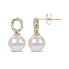 Thumbnail Image 1 of Cultured Akoya Pearl & Diamond Chain Link Drop Earrings 1/20 ct tw 14K Yellow Gold