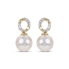 Thumbnail Image 2 of Cultured Akoya Pearl & Diamond Chain Link Drop Earrings 1/20 ct tw 14K Yellow Gold