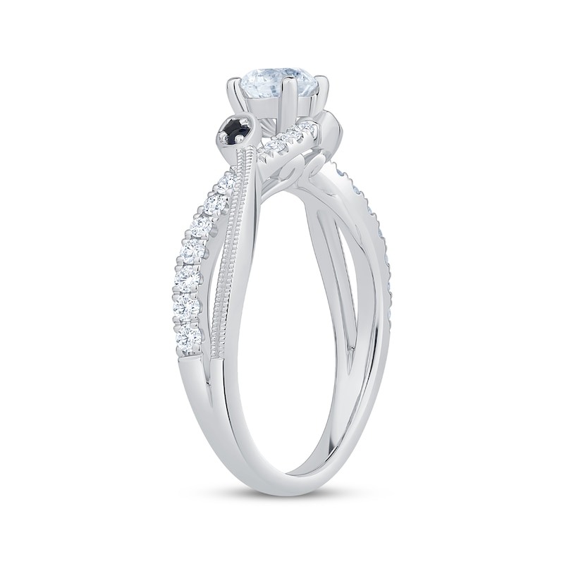 Round-Cut Diamond & Blue Sapphire Engagement Ring 3/4 ct tw 14K White Gold