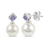 Thumbnail Image 0 of Cultured Pearl, Tanzanite & Diamond Drop Earrings 1/15 ct tw 14K White Gold
