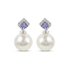 Thumbnail Image 1 of Cultured Pearl, Tanzanite & Diamond Drop Earrings 1/15 ct tw 14K White Gold