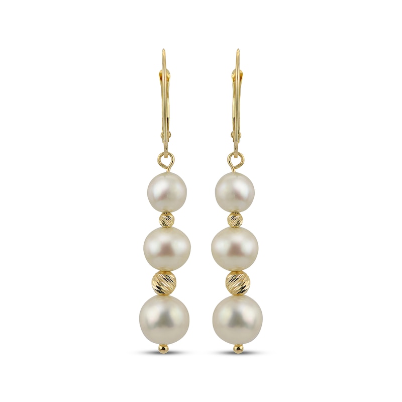 Main Image 2 of Cultured Pearl & Bead Drop Earrings 14K Yellow Gold