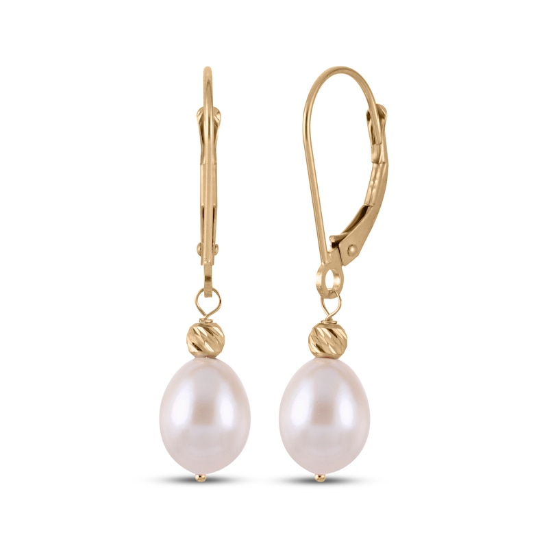 Cultured Pearl & Bead Dangle Earrings 14K Yellow Gold