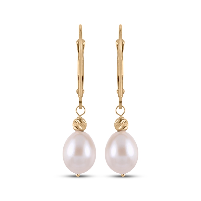 Cultured Pearl & Bead Dangle Earrings 14K Yellow Gold