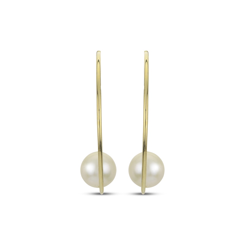 Main Image 2 of Cultured Pearl Hoop Earrings 14K Yellow Gold 30mm