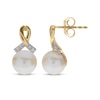 Thumbnail Image 1 of Cultured Pearl & Diamond Twist Drop Earrings 1/20 ct tw 10K Yellow Gold