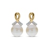 Thumbnail Image 2 of Cultured Pearl & Diamond Twist Drop Earrings 1/20 ct tw 10K Yellow Gold