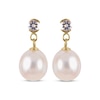 Thumbnail Image 2 of Cultured Pearl & White Topaz Dangle Earrings 10K Yellow Gold