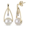 Thumbnail Image 1 of Cultured Pearl & Diamond Accent Teardrop Doorknocker Earrings 14K Yellow Gold