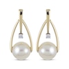 Thumbnail Image 2 of Cultured Pearl & Diamond Accent Teardrop Doorknocker Earrings 14K Yellow Gold