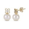 Thumbnail Image 1 of Cultured Pearl & Diamond Accent Flower Earrings 14K Yellow Gold