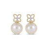 Thumbnail Image 2 of Cultured Pearl & Diamond Accent Flower Earrings 14K Yellow Gold