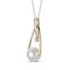 Thumbnail Image 1 of Cultured Pearl & Diamond Accent Teardrop Doorknocker Necklace 14K Yellow Gold