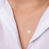 Thumbnail Image 3 of Cultured Pearl & Diamond Accent Teardrop Doorknocker Necklace 14K Yellow Gold