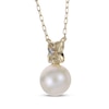 Thumbnail Image 2 of Cultured Pearl & Diamond Accent Flower Necklace 14K Yellow Gold 18&quot;