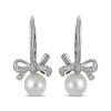 Thumbnail Image 2 of Cultured Pearl & White Lab-Created Sapphire Bow Drop Earrings Sterling Silver