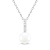 Thumbnail Image 1 of Cultured Pearl & White Lab-Created Sapphire Necklace Sterling Silver 18&quot;