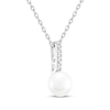 Thumbnail Image 2 of Cultured Pearl & White Lab-Created Sapphire Necklace Sterling Silver 18&quot;