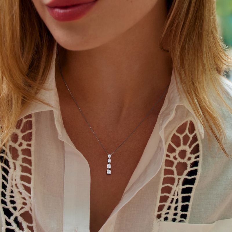 Main Image 3 of Diamond Graduated Drop Necklace 1/2 ct tw 10K White Gold 18"