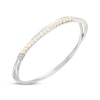 Thumbnail Image 1 of Cultured Pearl & White Lab-Created Sapphire Crossover Bangle Bracelet Sterling Silver