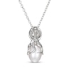 Thumbnail Image 3 of Cultured Pearl, White Lab-Created Sapphire & Black Sapphire Octopus Necklace Sterling Silver 18&quot;