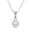 Thumbnail Image 1 of Cultured Pearl & White Lab-Created Sapphire Drop Necklace Sterling Silver 18&quot;