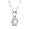 Thumbnail Image 2 of Cultured Pearl & White Lab-Created Sapphire Drop Necklace Sterling Silver 18&quot;