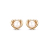 Thumbnail Image 2 of Cultured Pearl Heart Stud Earrings 10K Yellow Gold