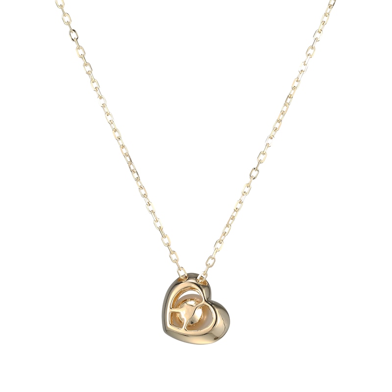 Main Image 3 of Cultured Pearl Tilted Heart Necklace 10K Yellow Gold 18&quot;